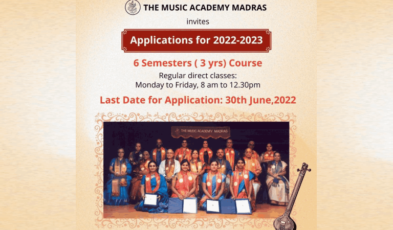 The Music Academy Madras – Advanced Diploma in Carnatic Vocal