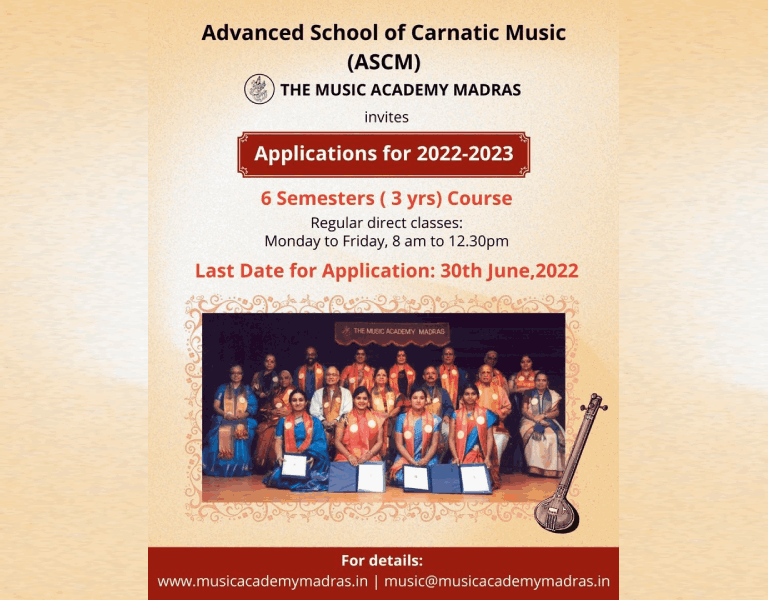 The Music Academy Madras – Advanced Diploma in Carnatic Vocal